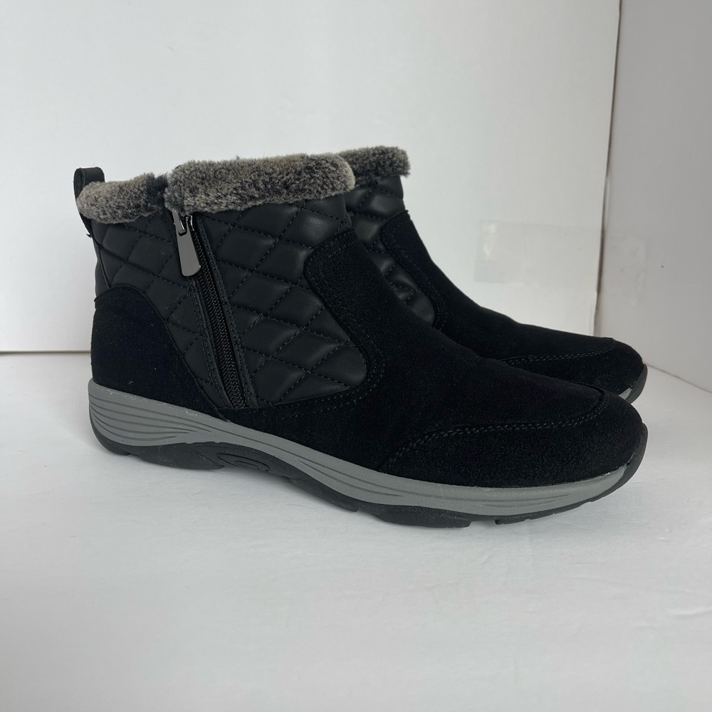 Easy Spirit Black Quilted Boots w/ Faux Fur